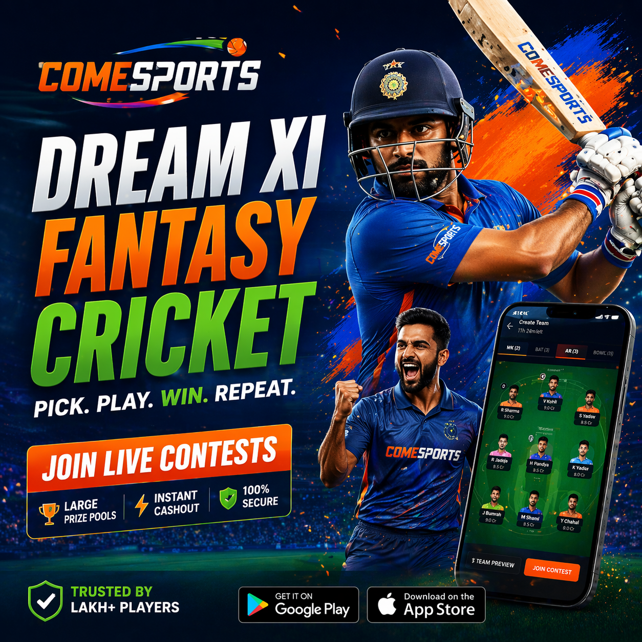 Come India 11 fantasy sports main visual